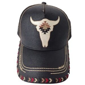 Cruel Denim Hat Adult One Size Adjustable Snap Back Black Mesh Trucker Baseball